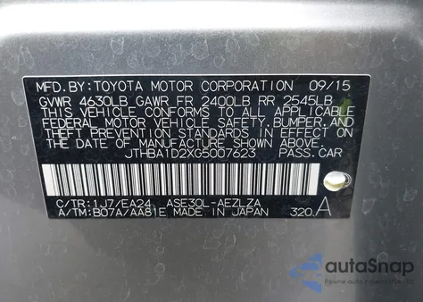 2016 Lexus Is 200T from USA, damaged, VIN JTHBA1D2XG5007623